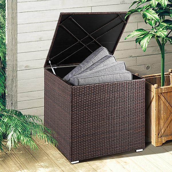 Gartenbox Polyrattan 318L Braun mit Innenverkleidung wetterfest günstig online kaufen