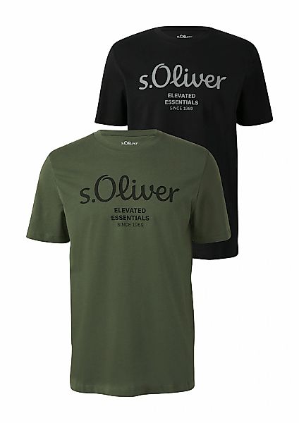 s.Oliver T-Shirt 2 Stk. mit großen Logo-Print, im 2er Pack günstig online kaufen