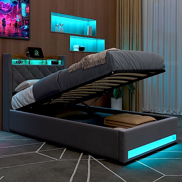 REDOM Polsterbett Stauraumbett Funktionsbett (Elegantes Polsterbett günstig online kaufen