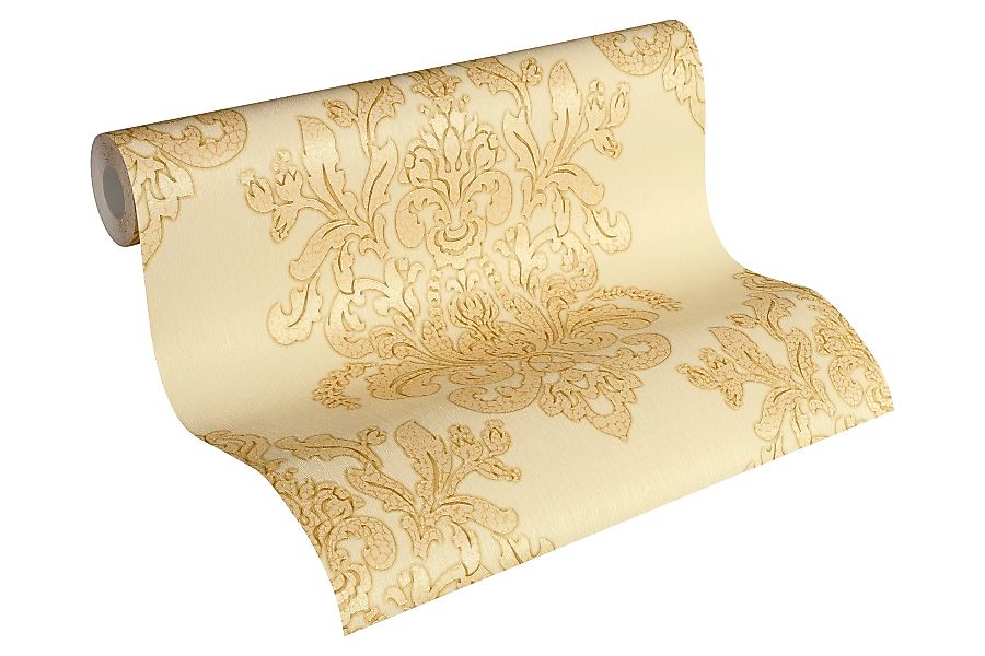 Bricoflor Goldene Tapete Opulent Neobarock Vliestapete mit Barock Muster in günstig online kaufen