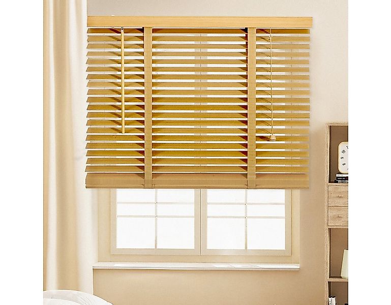 Sekey Jalousie Holzjalousie Holz Rollo Plissee Echtholz Lamelle 50mm Naturh günstig online kaufen