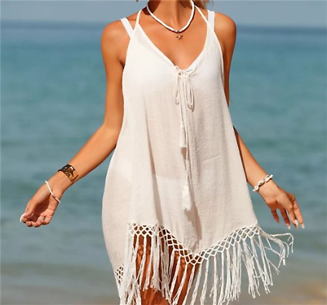 Wrathquake Strandkleid Lässiger Strand-Bikini-Überzug mit Neckholder und Fr günstig online kaufen