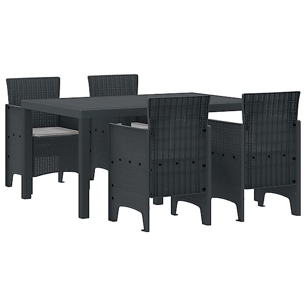vidaXL 5-Teiliges Garten Essset mit Kissen Anthrazit Poly-Rattan 3378694 günstig online kaufen
