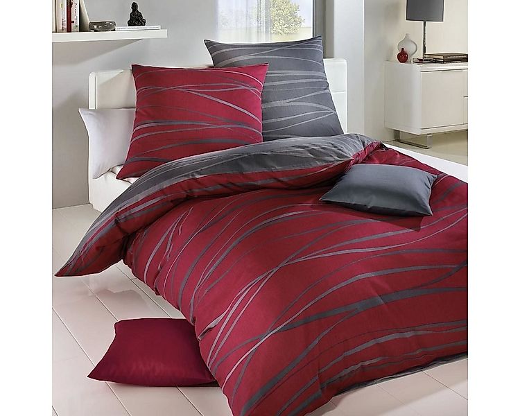 TRAUMSCHLAF Bettwäsche Bibermotion redgraphit, Biber, 3 teilig, kuschelig w günstig online kaufen