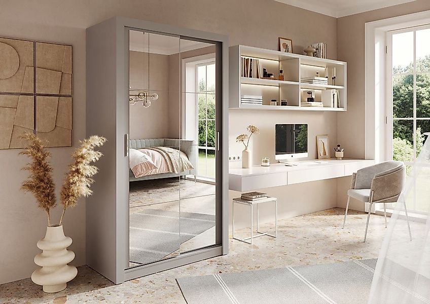 Compleo Schwebetürenschrank kleiner Schwebetürenschrank mit Spiegel, günstig online kaufen