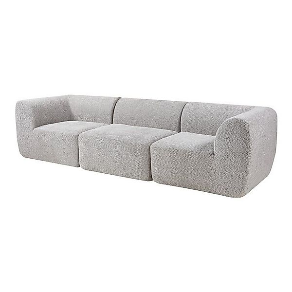 en.casa Sofa, 3-Sitzer »Hurvas« Bouclé 76 x 313 x 108 cm Bouclé Grau günstig online kaufen