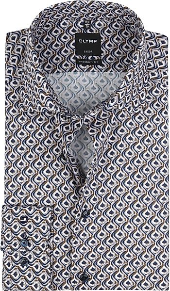 OLYMP Luxor Shirt Grafik Braun - Größe 38 günstig online kaufen