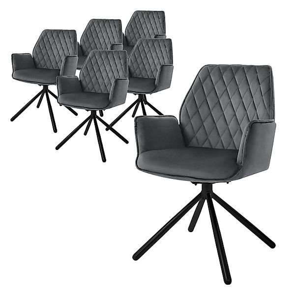 ML-Design Esszimmerstühle 6Er Set Samt Anthrazit mit Arm- Rückenlehne Drehs günstig online kaufen
