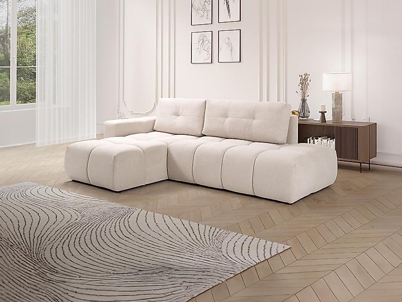 Ecksofa mit Schlaffunktion - Ecke links - Stoff - Beige - TRIMALDI günstig online kaufen