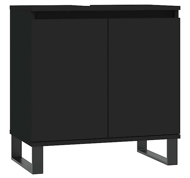 furnicato Badezimmer-Set Badschrank Schwarz 58x33x60 cm Holzwerkstoff, (1-S günstig online kaufen