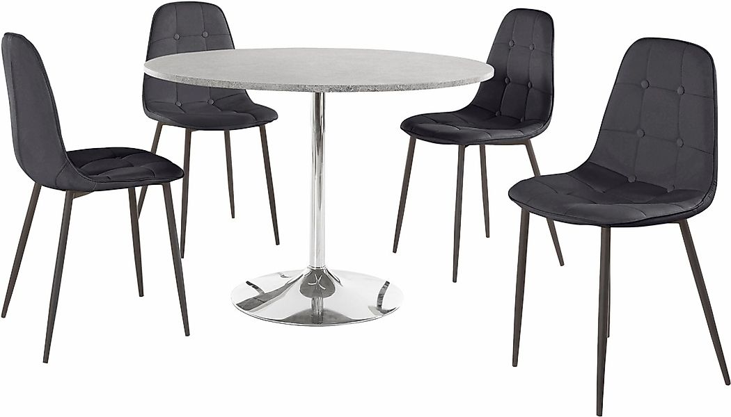INOSIGN Essgruppe Set, 5 Stk. tlg. mit rundem Tisch im Zement-Optik günstig online kaufen