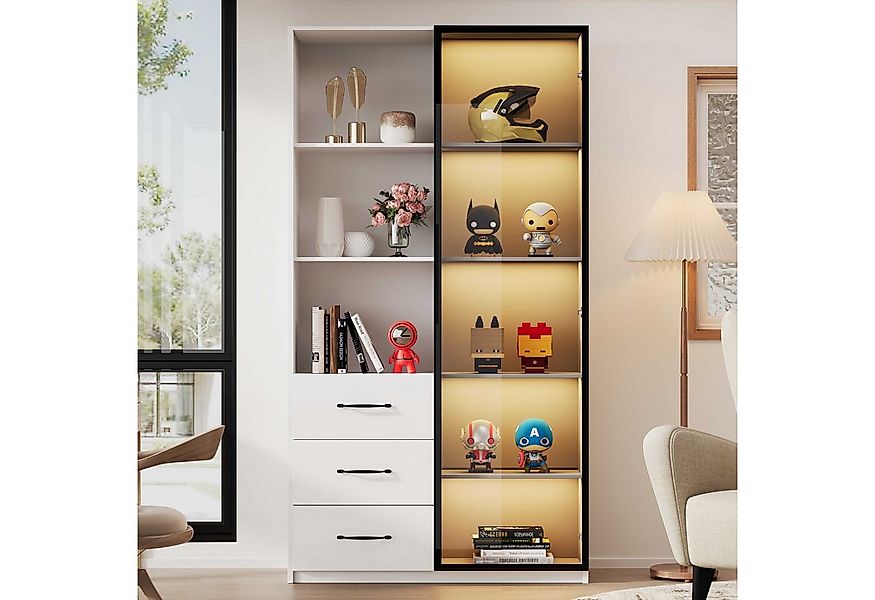 BlingBin Vitrine Glasvitrine (1-St., LED-Vitrinenschrank mit Glastür und 3 günstig online kaufen