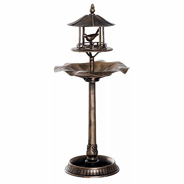 Outsunny Vogeltränke Vogelbad 113 cm Höhe mit Blumenkübel und Vogelfuttersp günstig online kaufen