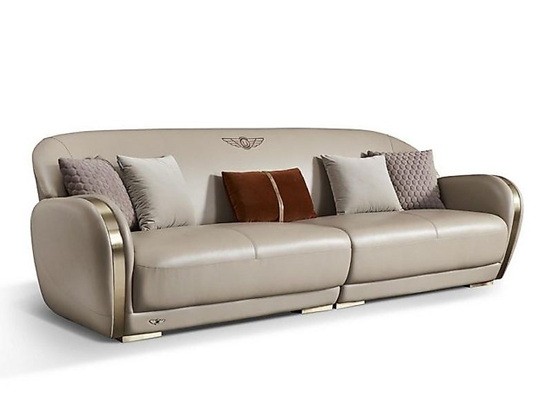 Xlmoebel Sofa Ledersofa in Originalbeige für drei Personen - Polstercouch., günstig online kaufen