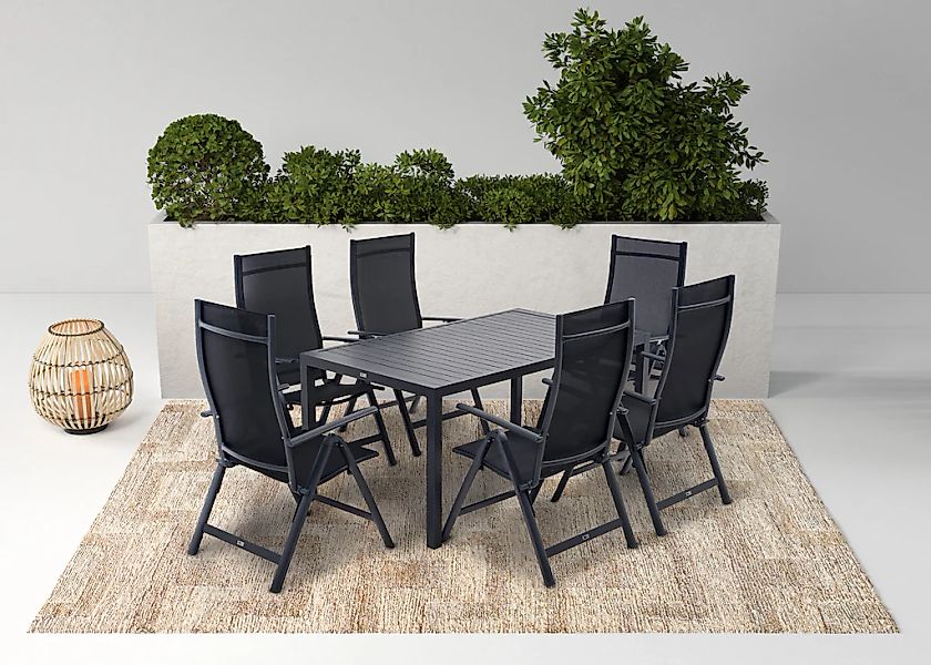 KONIFERA Garten-Essgruppe "Messina", (Set, 7 tlg., 6x Sessel, 1x Tisch 160x günstig online kaufen