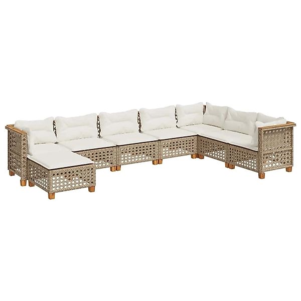 vidaXL 8-Tlg Garten-Sofagarnitur mit Kissen Beige Poly Rattan 3261958 günstig online kaufen