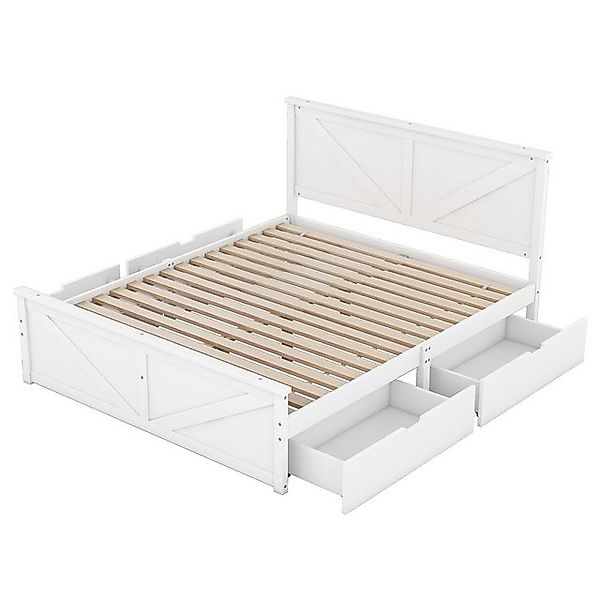 Gotagee Holzbett Holzpritschenbett Doppelbett mit 4 Schubladen Gästebett 16 günstig online kaufen