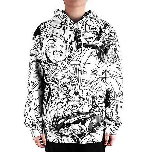 GalaxyCat Hoodie Ahegao Kapuzenpullover mit Manga Gesichtern, Weiß, Größe: günstig online kaufen