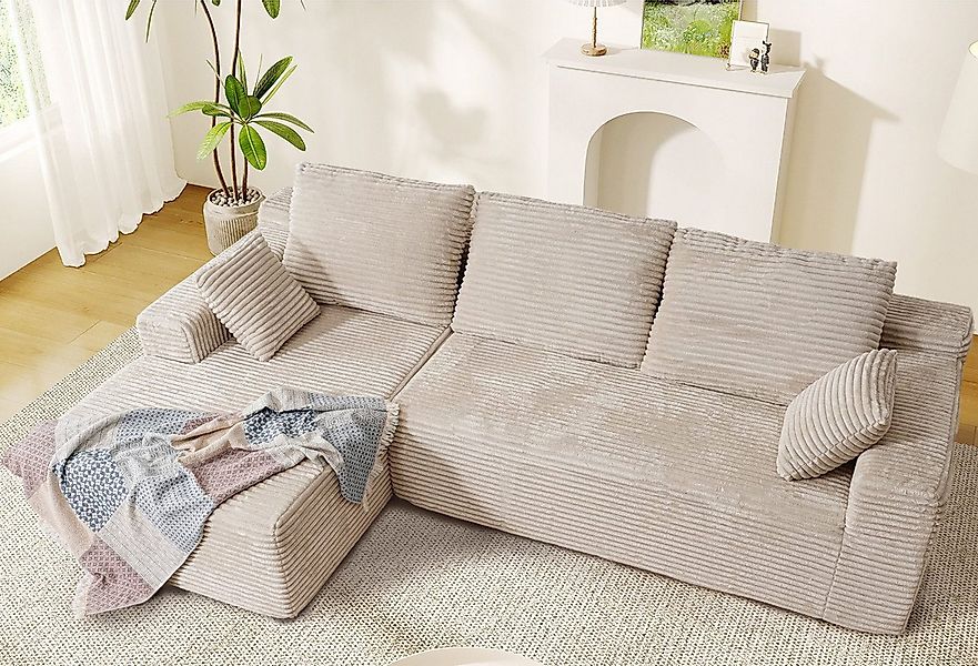 Patbrela Ecksofa Couch L-Form,Sofa Links Samtstoff Vierersofa mit Liegefläc günstig online kaufen