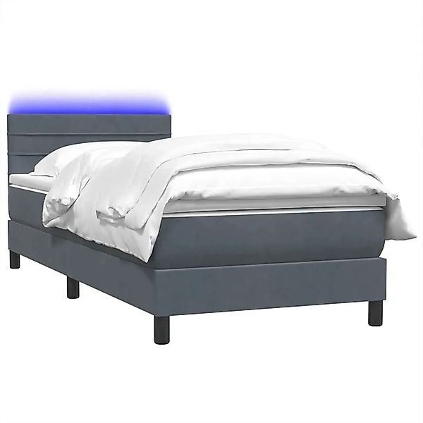 vidaXL Boxspringbett mit Matratze & LED Dunkelgrau 80x210 cm Samt 3316954 günstig online kaufen