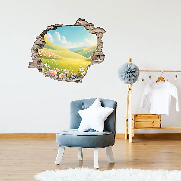 queence 3D-Wandtattoo "Wiese im Frühling" Selbstklebender Wandsticker Oster günstig online kaufen