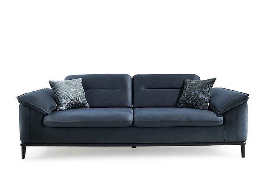 Xlmoebel 3-Sitzer Stilvolles blaues Stoffsofa Dreisitzer Elegant 3-Sitzer P günstig online kaufen