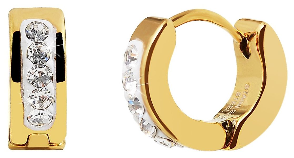 Adelia´s Klappcreolen "Damen Ohrringe – Klappcreole aus Edelstahl mit Stras günstig online kaufen