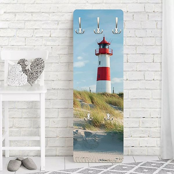 Wandgarderobe Holzpaneel Leuchtturm an der Nordsee günstig online kaufen