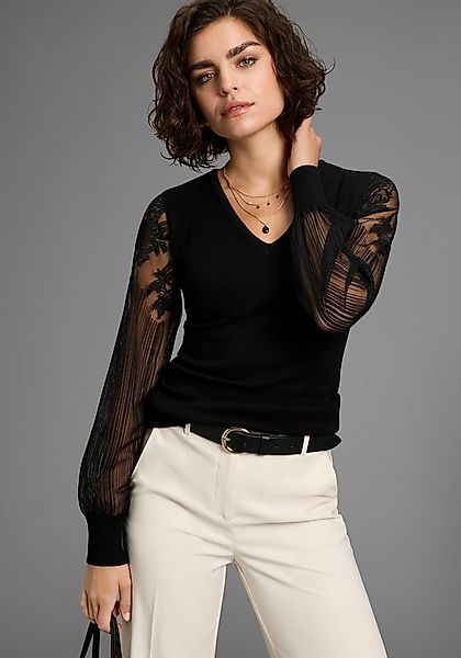 Melrose V-Ausschnitt-Pullover Feinstrickpullover mit Ärmeln aus hochwertige günstig online kaufen