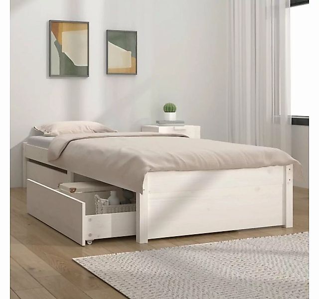 furnicato Bett mit Schubladen Weiß 90x200 cm günstig online kaufen