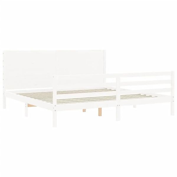 vidaXL Massivholzbett mit Kopfteil Weiß 200x200 cm 3194657 günstig online kaufen