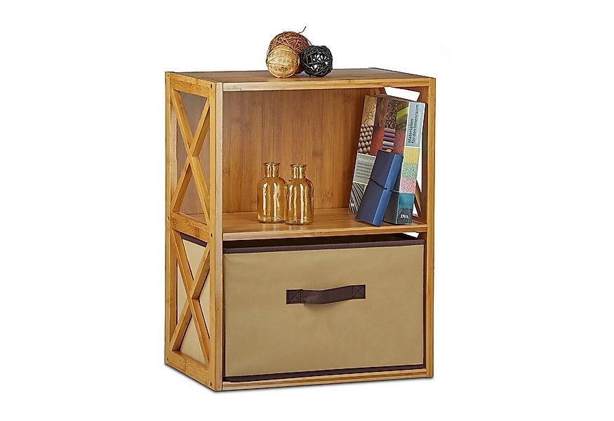 relaxdays Standregal Regal Bambus mit Korb, 2 günstig online kaufen