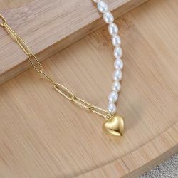 Runde Perlé Perlenkette Stella, elegante Halskette günstig online kaufen