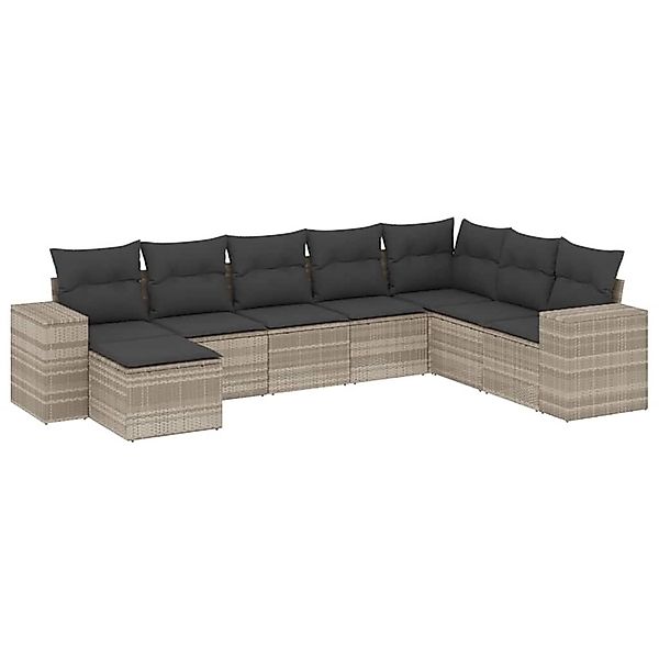 vidaXL 8-Tlg Garten-Sofagarnitur mit Kissen Hellgrau Poly Rattan 3222961 günstig online kaufen