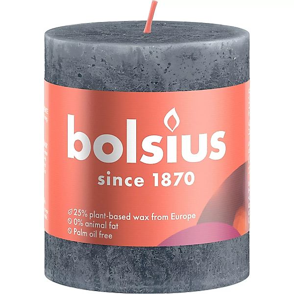 Bolsius Rustik-Kerze Shine Winter Edition Ø 6,8 cm x 8 cm Schieferblau günstig online kaufen