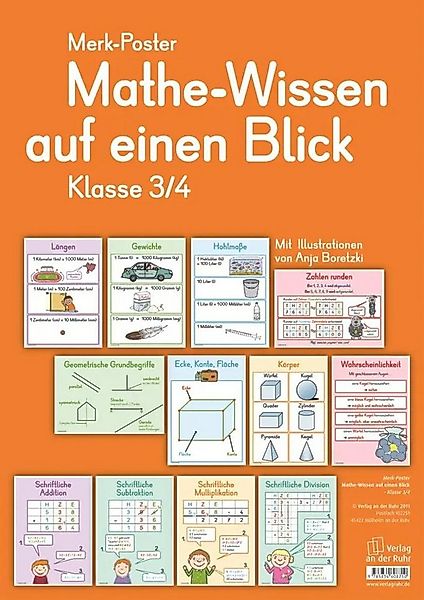 Verlag an der Ruhr Poster Merk-Poster Mathe-Wissen auf einen Blick Klasse 3 günstig online kaufen