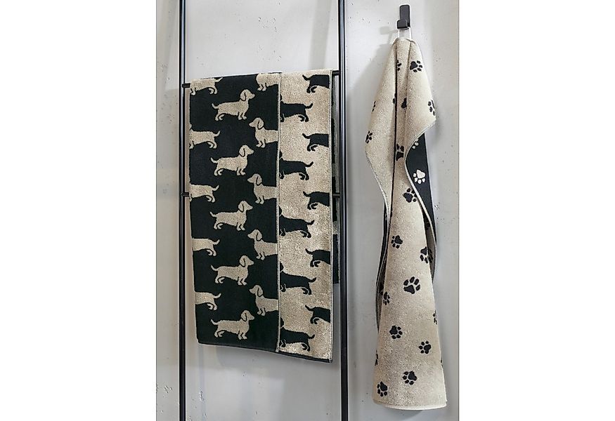 Cawö Handtuch 2 Stück Cawö We love Dogs Handtücher 6248-93 Dackel Schwarz 5 günstig online kaufen