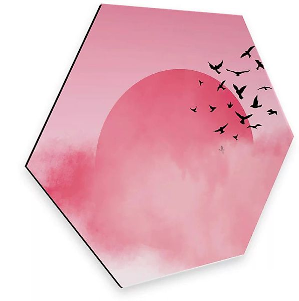 Wall-Art Metallbild "Vogel Sonnenuntergang Pink", (1 St.) günstig online kaufen
