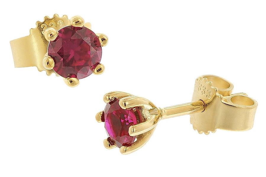 trendor Paar Ohrstecker Damen-Gold 333/8K mit synth. Rotem Korund günstig online kaufen
