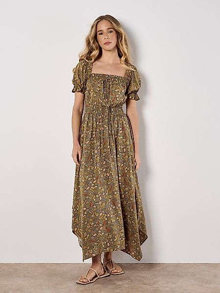 Apricot Midikleid Florales Kleid, mit Smokdetails günstig online kaufen