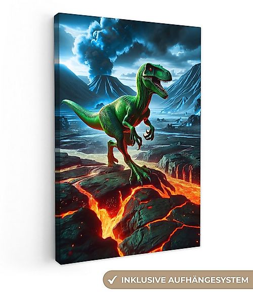 OneMillionCanvasses® Leinwandbild Dino - Lava - Grün - Jungen, Fotodruck (1 günstig online kaufen
