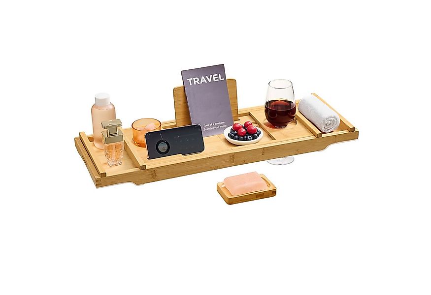 SONGMICS Badewannenablage Badewannen Ablagen, faltbar,ausziehbar, aus Bambu günstig online kaufen