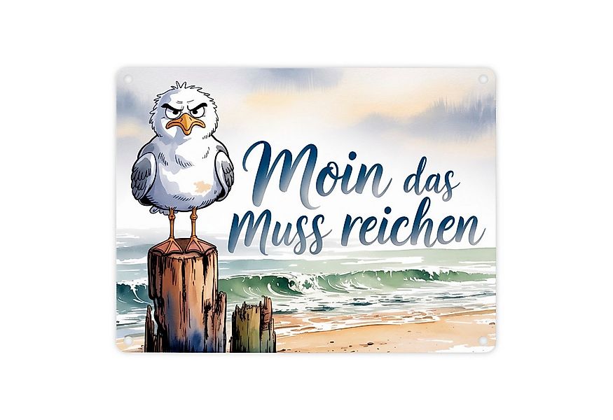 speecheese Metallschild Möwe Aquarell Moin Spruch Metallschild in 15x20 cm günstig online kaufen