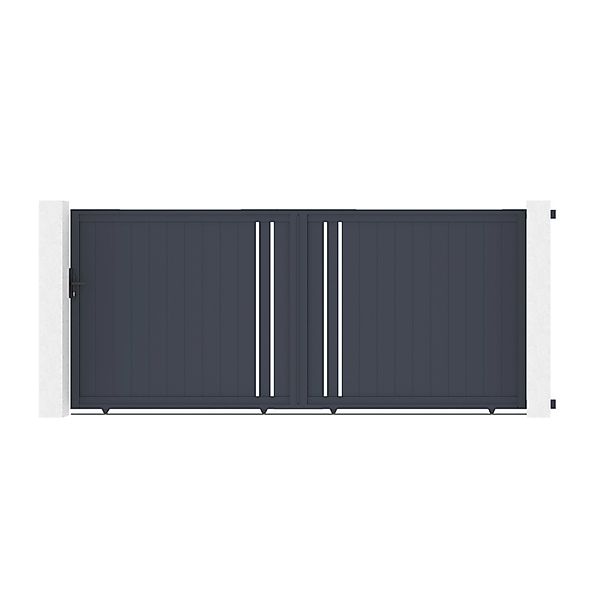 Casanoov Schiebetor Giona 400x180cm Aluminium Grau & Tanker C600 Motorisier günstig online kaufen