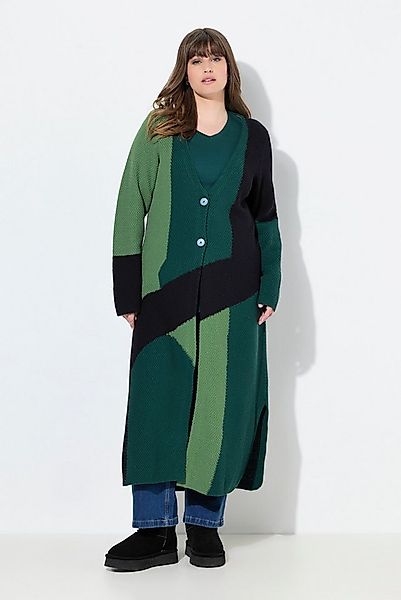 Ulla Popken Strickjacke Long-Strickjacke Struktur V-Ausschnitt günstig online kaufen