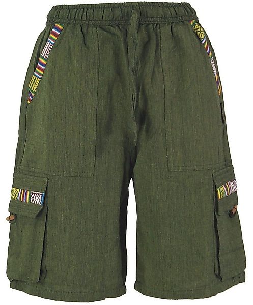 Guru-Shop Relaxhose Ethno Yogashorts im Goastyle - olive Hippie, Ethno Styl günstig online kaufen