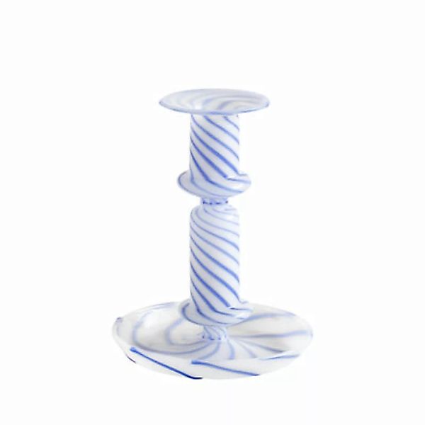 Kerzenleuchter Flare Stripe Milk Medium glas weiß / H 14 cm - Glas - Hay - günstig online kaufen