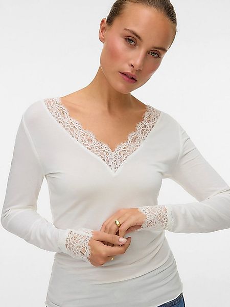 Vero Moda Langarmshirt VMSKYE LS V-NECK LACE TOP JRS NOOS günstig online kaufen