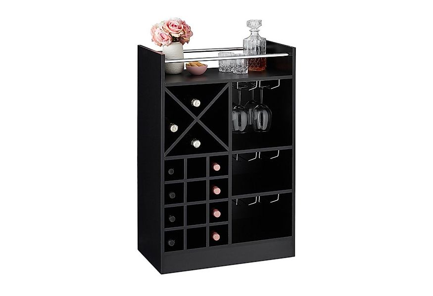 relaxdays Weinregal Großes Weinregal mit Weinglashalter, schwarz günstig online kaufen
