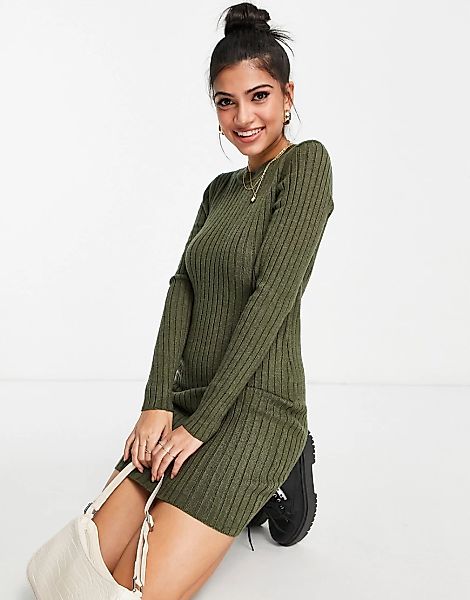 JDY – Mini-Strickkleid in Khaki-Grün günstig online kaufen